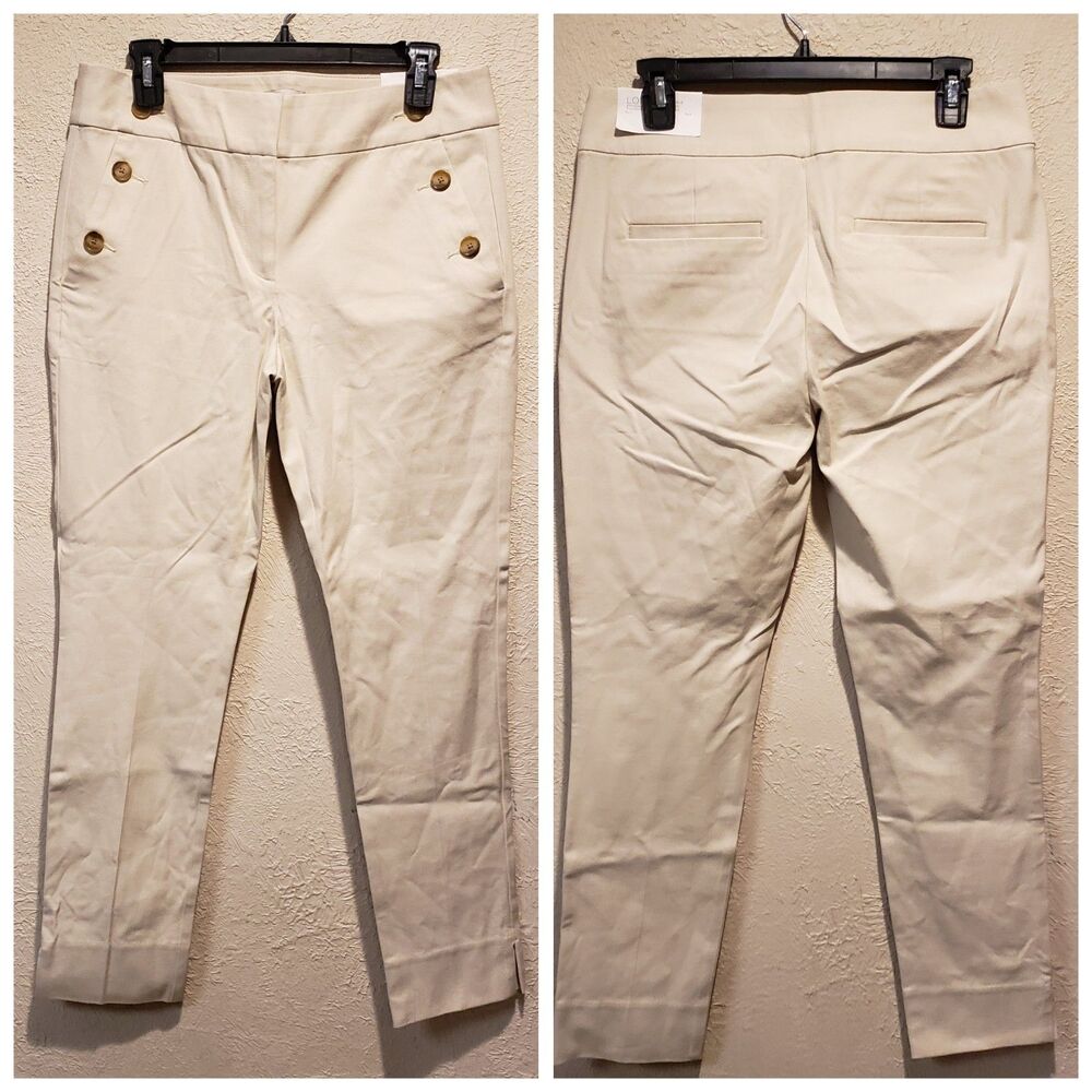 NWT Ann Taylor LOFT White Curvy Skinny Stretch Ankle Sailor Pants SIZE 6 Coastal